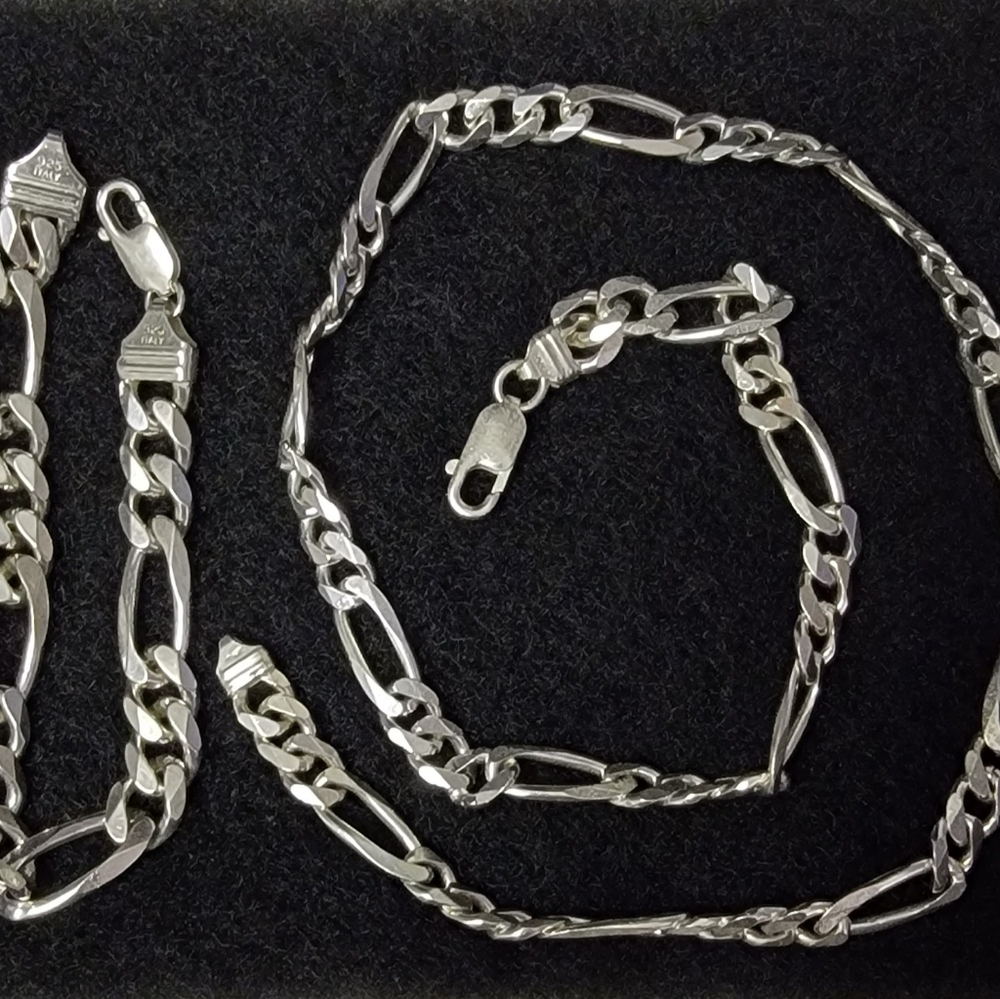 Figaro silver chain & bracelet